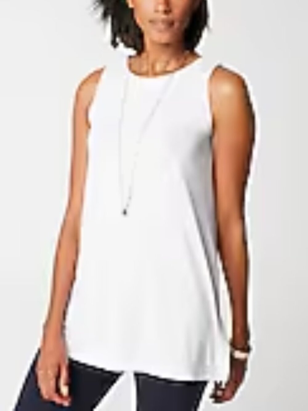 J. Jill Wearever Long Layering White Tank Top Side Slits Women's Sz XL